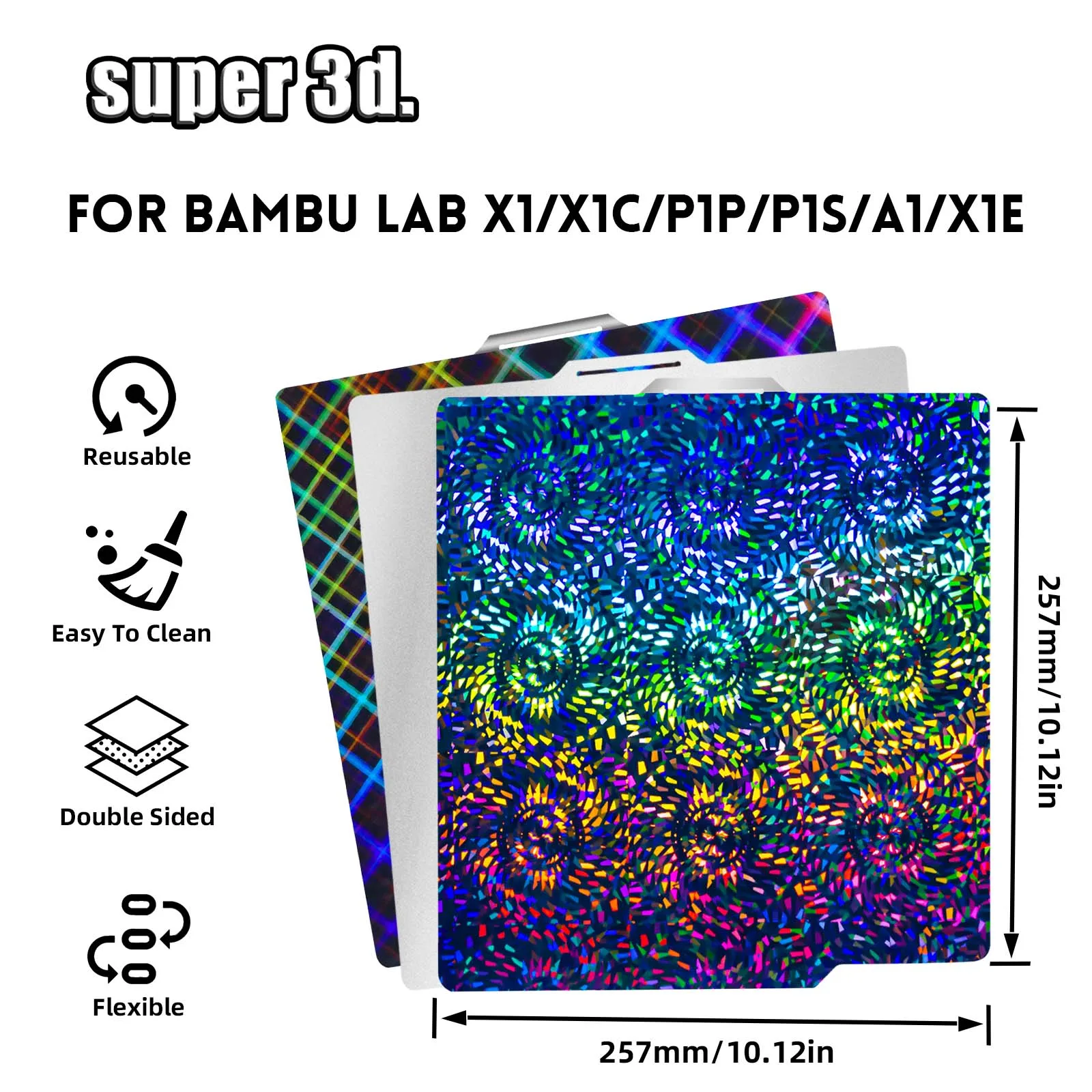 Placa de construcción PEO Smooth Bambulab, hoja de acero con resorte P1p, hoja Pei 257x257, placa de construcción P1s Bamboo Lab Bambulabs X1, cama de carbono A1 - imagen 2