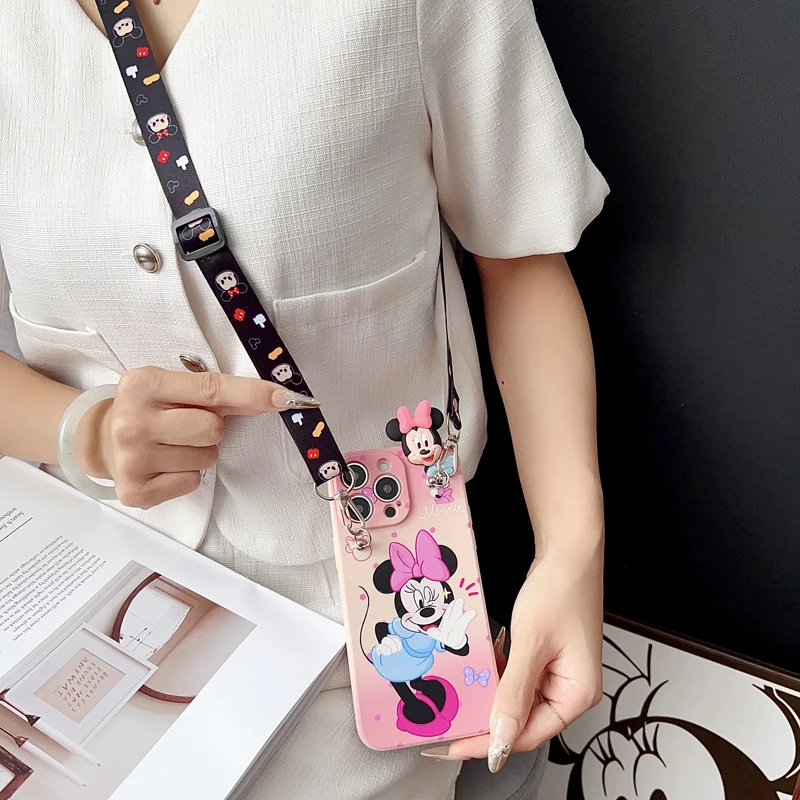 Para OPPO A15 94 54 55 53 74 96 57 17 58 78 60 39 Realme C55 53 35 30 21Y 11 33 63 61 67 Wink Minnie funda con cuerda de soporte - imagen 5