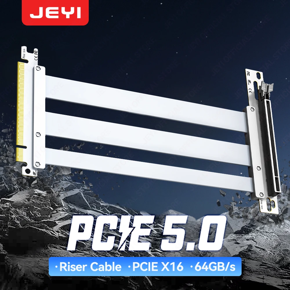 JEYI PCIe 5,0 X16 Cable elevador-Cable de extensión GPU Gen 5 para PCIe 5,0/4,0, WRX80/TRX40, RTX 4090/5090 y RX 7900 XTX 90 °   Ángulo - imagen 2