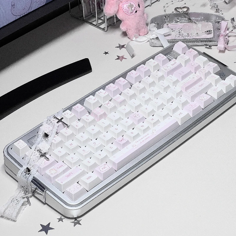 Juego de teclas con tema de conejo durmiente, perfil de cereza PBT, teclas originales personalizadas hechas a mano para teclado mecánico, accesorios de regalo - imagen 2