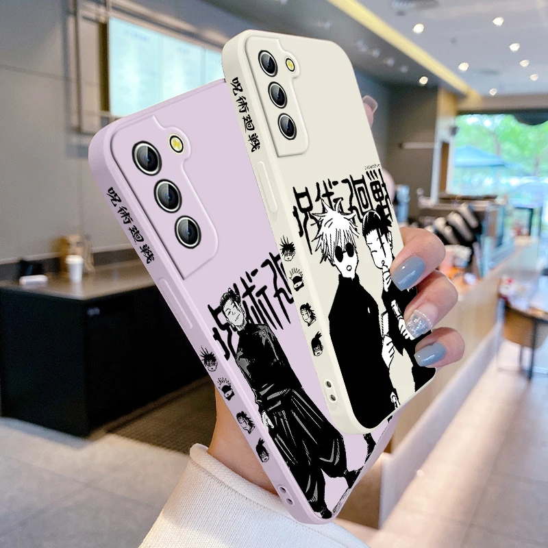 Jujutsu Kaisen Gojo Suguru funda de teléfono para Samsung Galaxy S24 S23 S22 S21 S20 Pro FE Plus Ultra líquido cubierta de cuerda izquierda - imagen 3