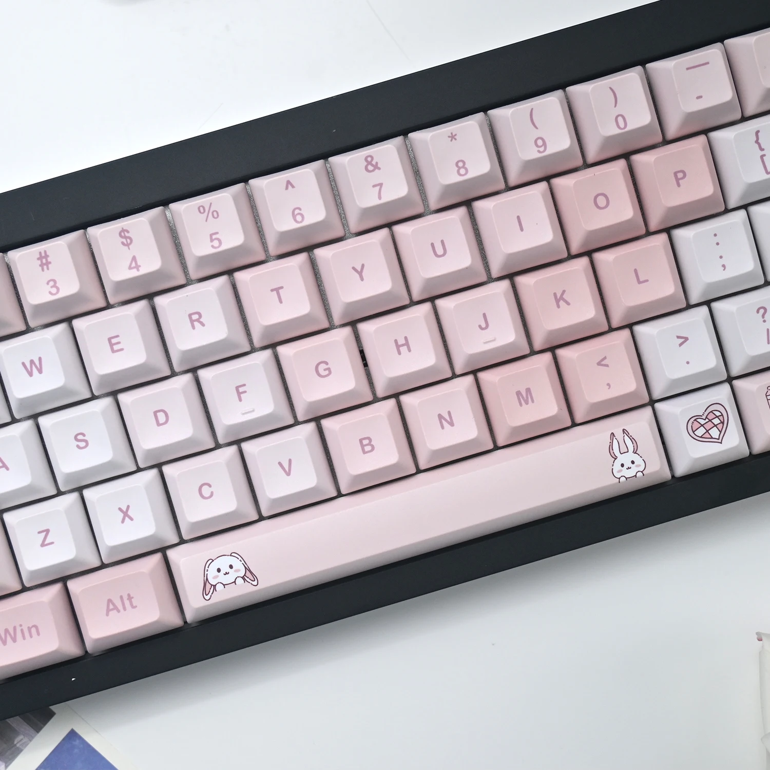 Sweet Rabbit-teclas PBT con ISO Enter para teclado mecánico Cherry Mx Switch, sublimación de tinte de perfil KCA rosa, 140 teclas - imagen 3
