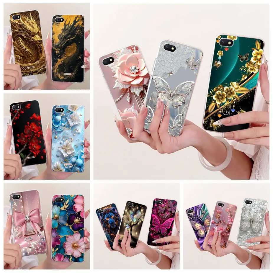 Para Xiaomi Redmi 6A funda Redmi 5A flores de lujo mariposa pintado funda de silicona suave para Redmi 6 6A Redmi5A Redmi6A Shell