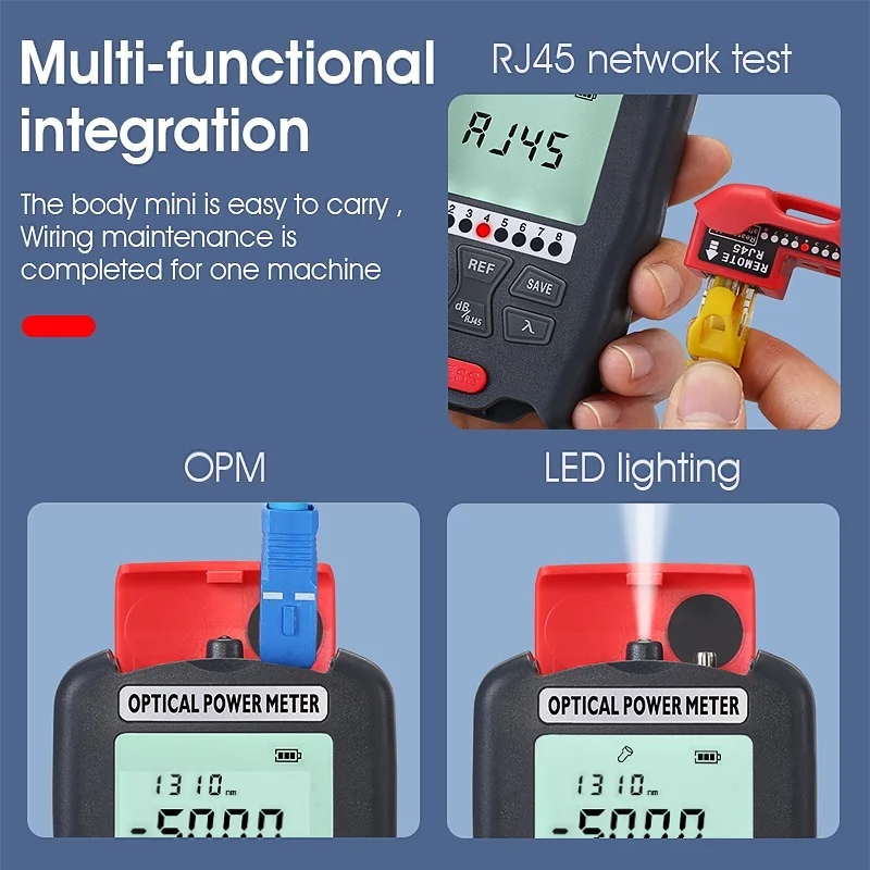 Mini medidor de potencia óptico multifuncional (-50 ~ + 26dBm/-70 ~ + 10dBm OPM), probador de Cable de fibra óptica AUA-D5/D7/DC5/DC7, interfaz SC/FC/ST - imagen 3