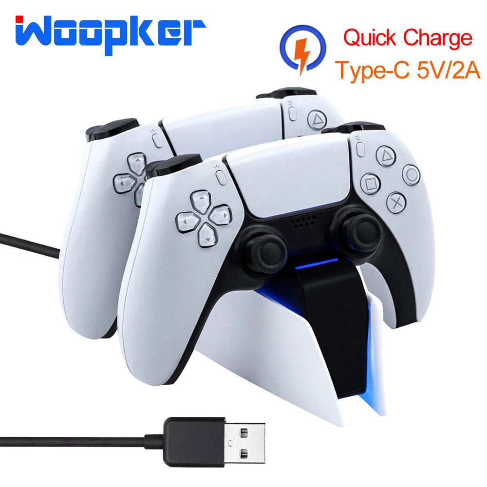 Base de carga rápida Dual para Sony PS5, estación de acoplamiento USB tipo C, carga segura para controlador de PlayStation 5, accesorios de juego