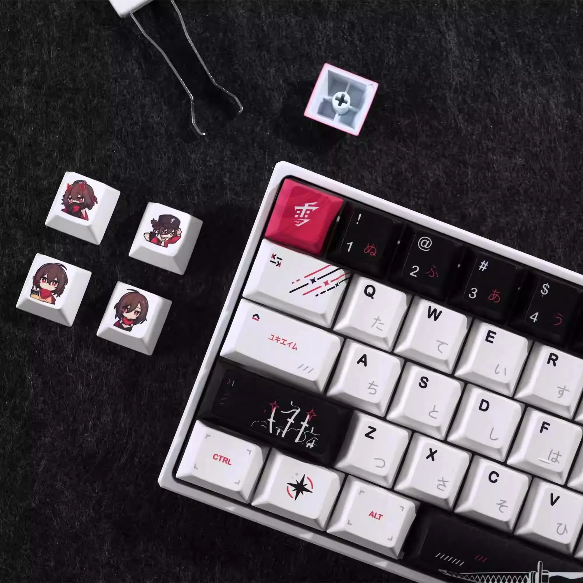 Juego de teclas Yukiaim, tapas de teclado de sublimación PBT, teclas de Anime con perfil de cereza personalizado, réplica de accesorios de teclado mecánico - imagen 2