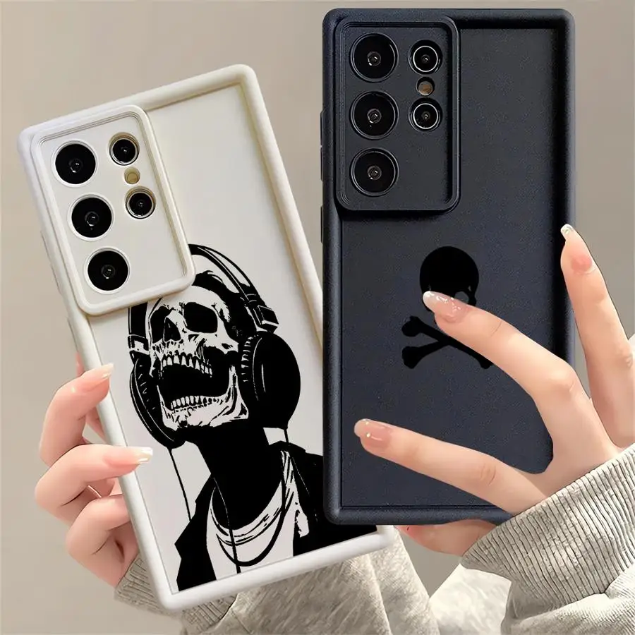 Funda de teléfono suave para Samsung Galaxy S23 S21 S20 S25 S23 Plus S24 FE S25 Ultra S24 Note 20 Ultra S22 Skull Cool