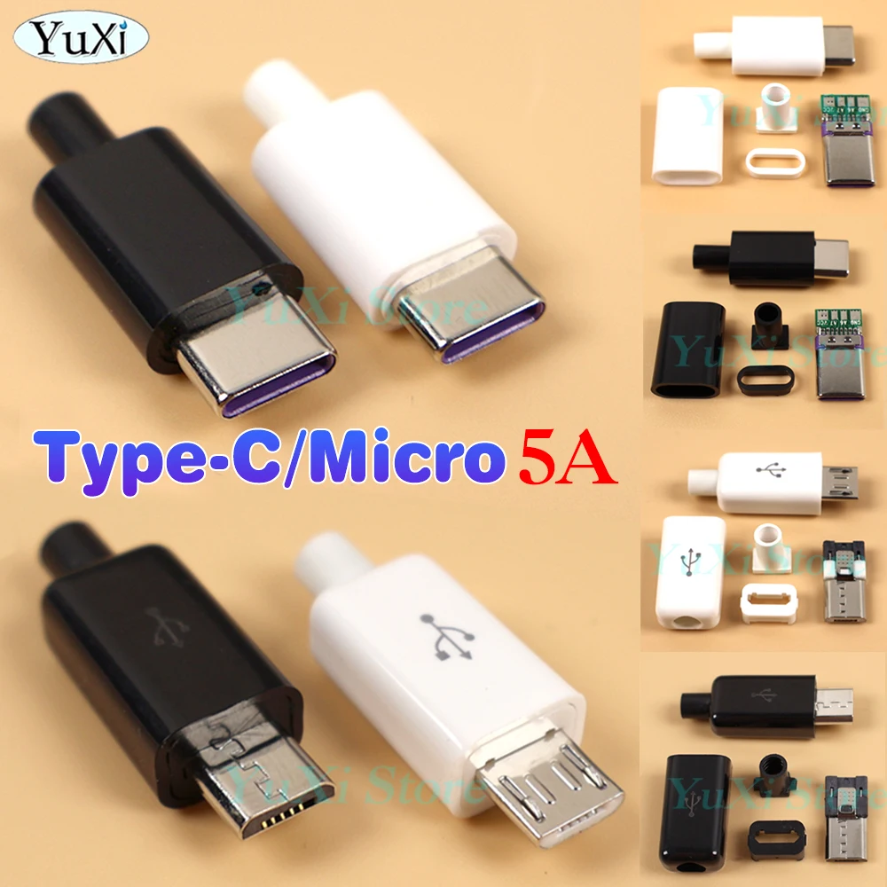 Conector Mirco USB 3,1, carcasa adaptadora de enchufe trasero macho para teléfono, carga rápida, conexión de soldadura con placa PCB, Kit DIY - imagen 2