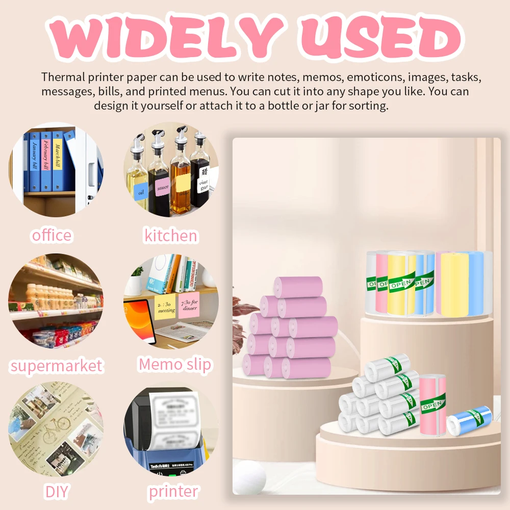 Mini impresora HD de 57x25MM, papel térmico autoadhesivo, rollo de papel, etiqueta adhesiva, foto, impresión sin tinta, impresora portátil, papel de Color - imagen 5