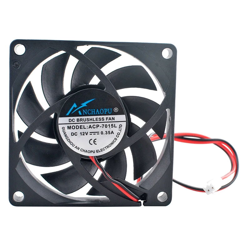 Ventilador de refrigeración de alta velocidad para cargador de energía de chasis, 7cm, 70mm, 70x70x15mm, cc 12V, 0.35A, 2 pines, 3800rpm - imagen 2