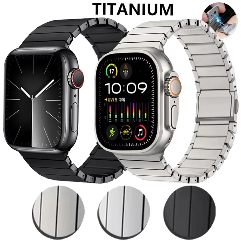 Correa magnética de titanio para Apple Watch Band Ultra 2 49mm pulsera para IWatch Series 10 46mm 9 8 7 6 3 2 1 SE 42mm 44mm 45mm