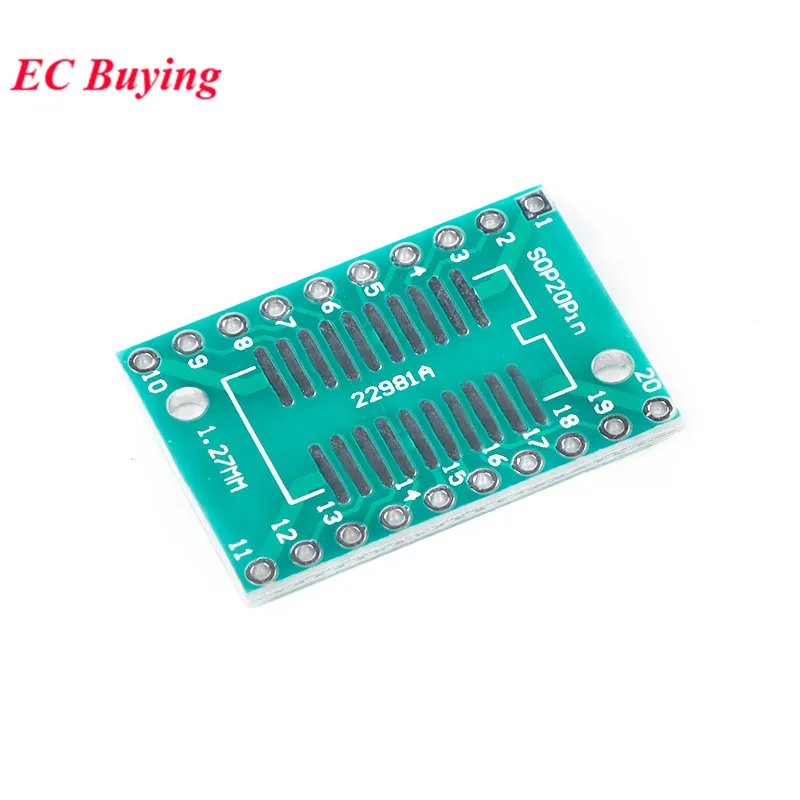 10 uds/2 uds SOP20/SSOP20/TSSOP20 SMD a DIP SOP SSOP TSSOP 20 giro DIP20 adaptador placa convertidora placa PCB Pinboard 0,65/1,27 MM - imagen 2