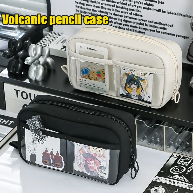 Nueva bolsa de lápices transparente de 5 capas con gran capacidad y diseño ligero, útiles escolares, estuches de lápices para niñas - imagen 2