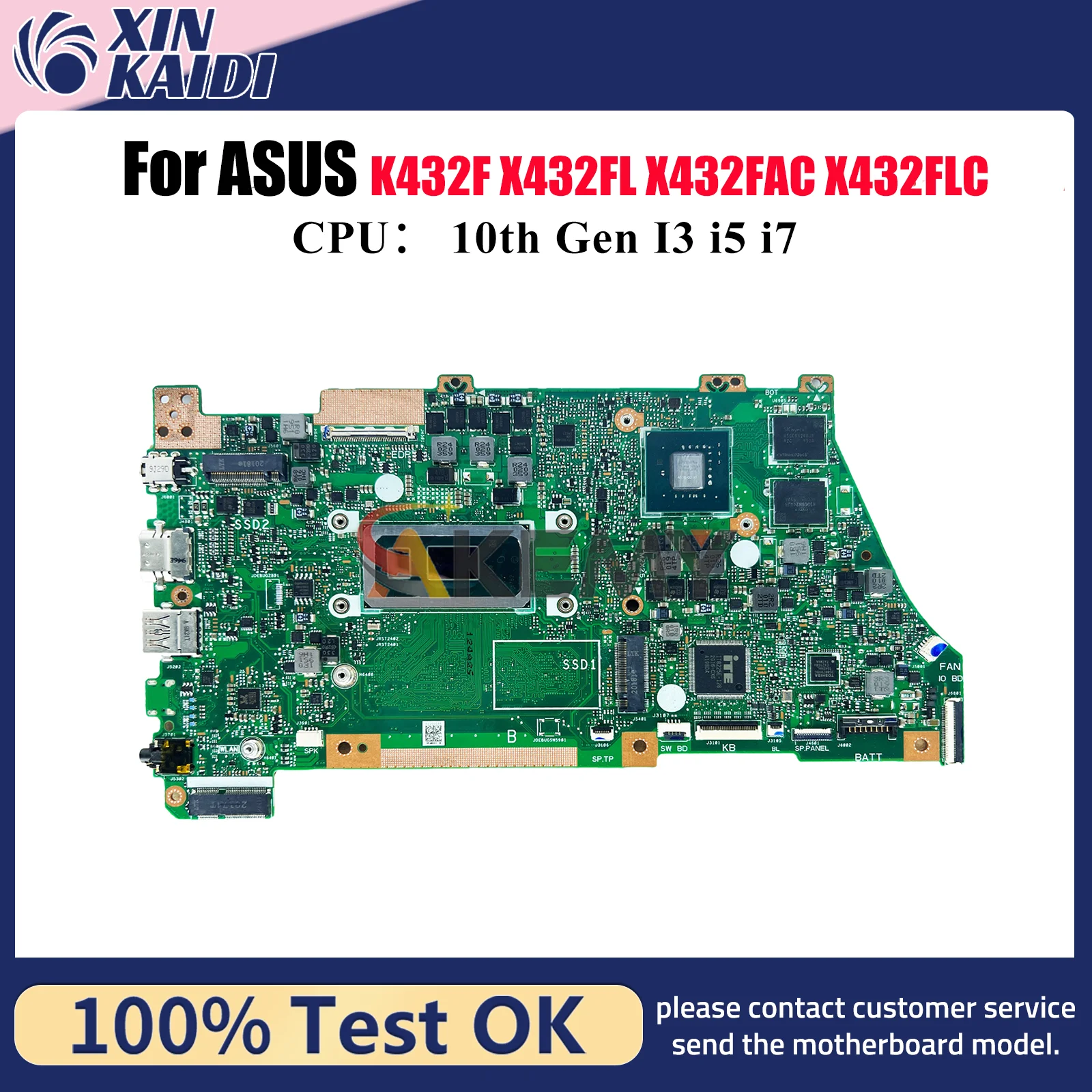 Placa base para ordenador portátil X432FL para ASUS VivoBook K432F X432FL S432F X432FAC X432F V432F X432FLC con CPU de 10. a generación I3 i5 i7