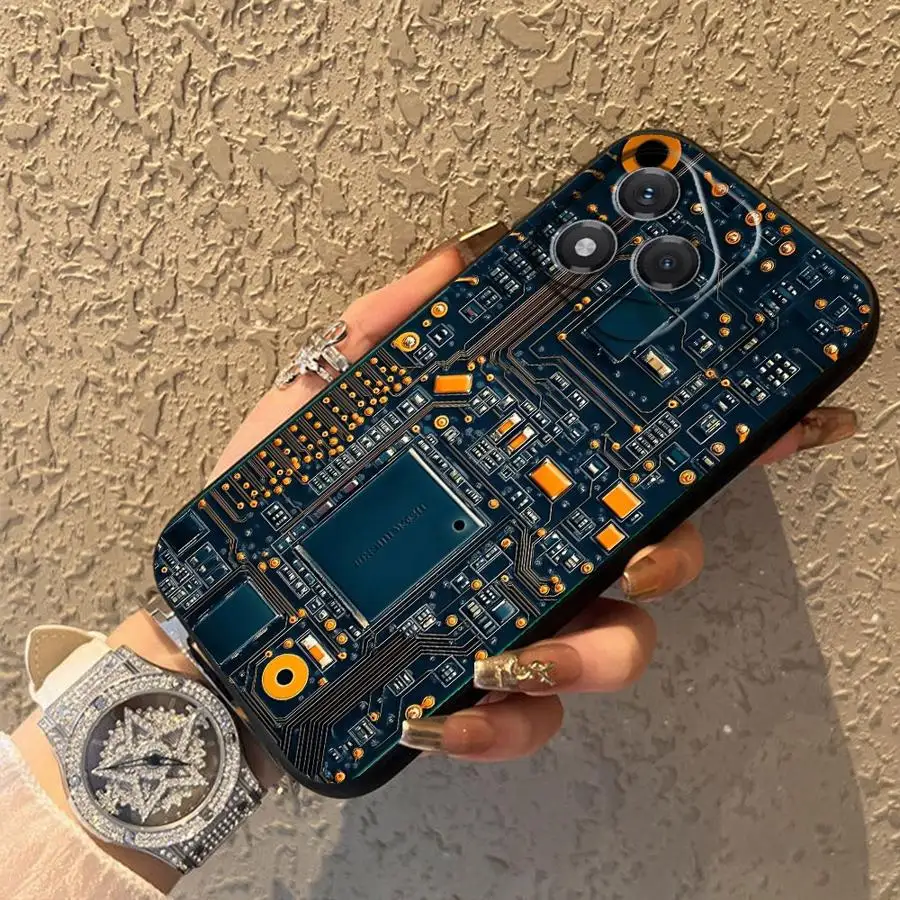 Placa de circuito negro suave funda de teléfono para Honor X7 90 X6 X5b Magic5Lite 70 8X X9a X8 200 400 Lite - imagen 4