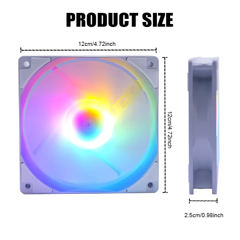 MANMU-ventilador de Pc para videojuegos, ventilador de refrigeración Rgb blanco de 120mm para pc, caja Rgb, ventilador enfriador de Cpu - imagen 3