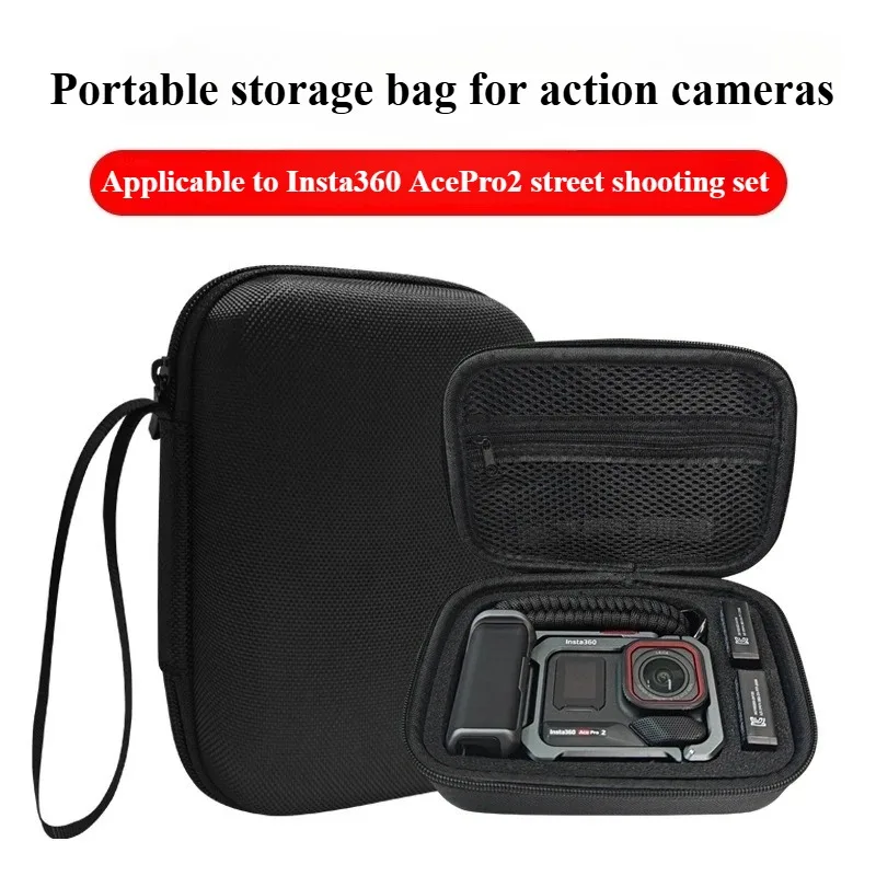 Bolsa de almacenamiento para juego de disparos Insta 360 Ace Pro 2, bolsa para lentes de cámara, aislamiento con cremallera, doble apertura de cadena, protección forrada de pelusa