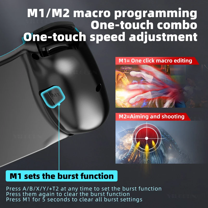 Mando móvil D3 para Android ios, controlador de juego para teléfono, Compatible con Bluetooth, Joystick elástico de Control de interruptor con Macro - imagen 5