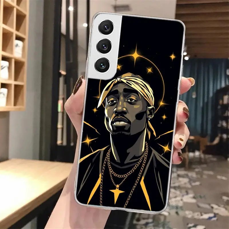 Rapero 2pac Singer Tupac Funda de teléfono de llamada de silicona para Samsung Galaxy S23 S24 S25 Ultra S21 Plus S20 FE S22 S10 + Funda de borde - imagen 4