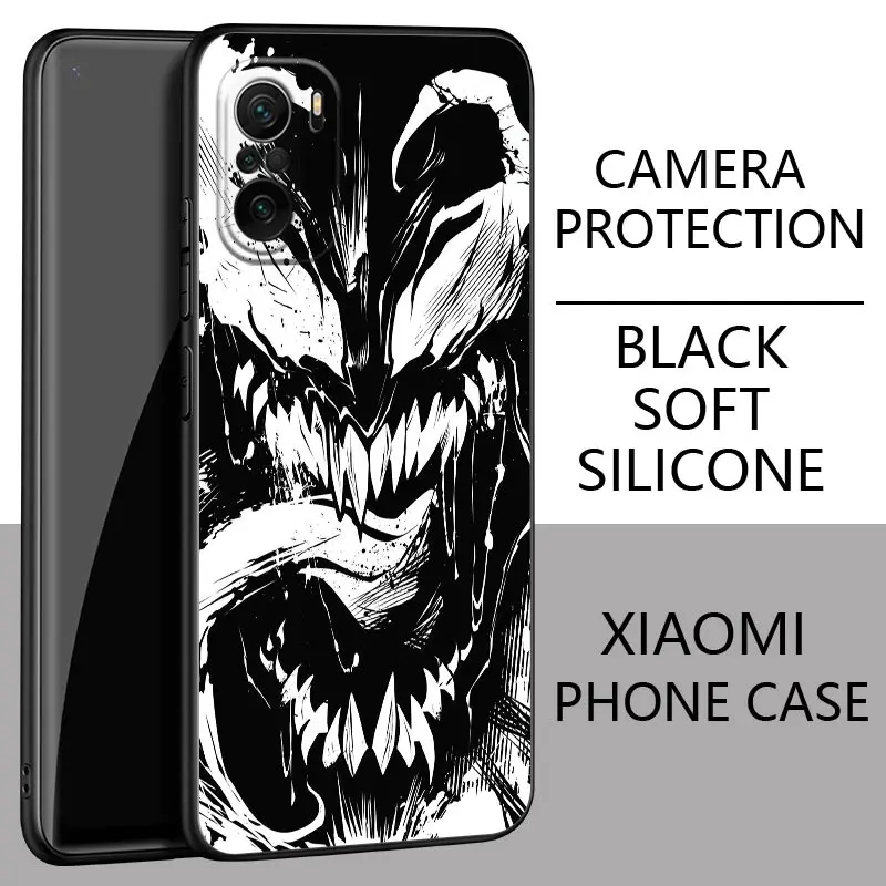 Marvel Venom Black Art Poco F6 Pro Fundas para Xiaomi Poco X3 NFC X6 X4 X5 Pro M4 M5 M6 F3 F4 F5 14 13T Pro funda trasera para teléfono - imagen 2