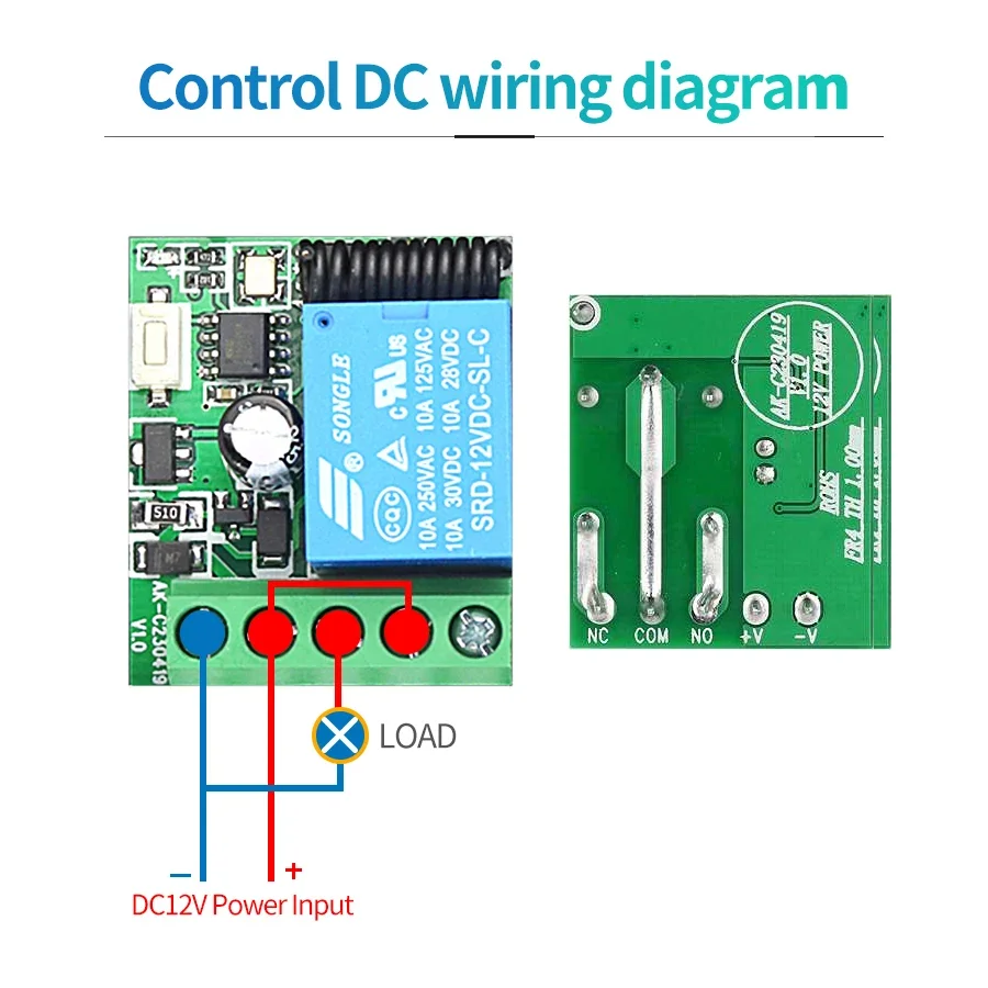 Interruptor inalámbrico de Control remoto de 433Mhz, receptor de relé DC 12V 1CH RF 10A y transmisor de 2 canales para cerradura electromagnética de puerta - imagen 5
