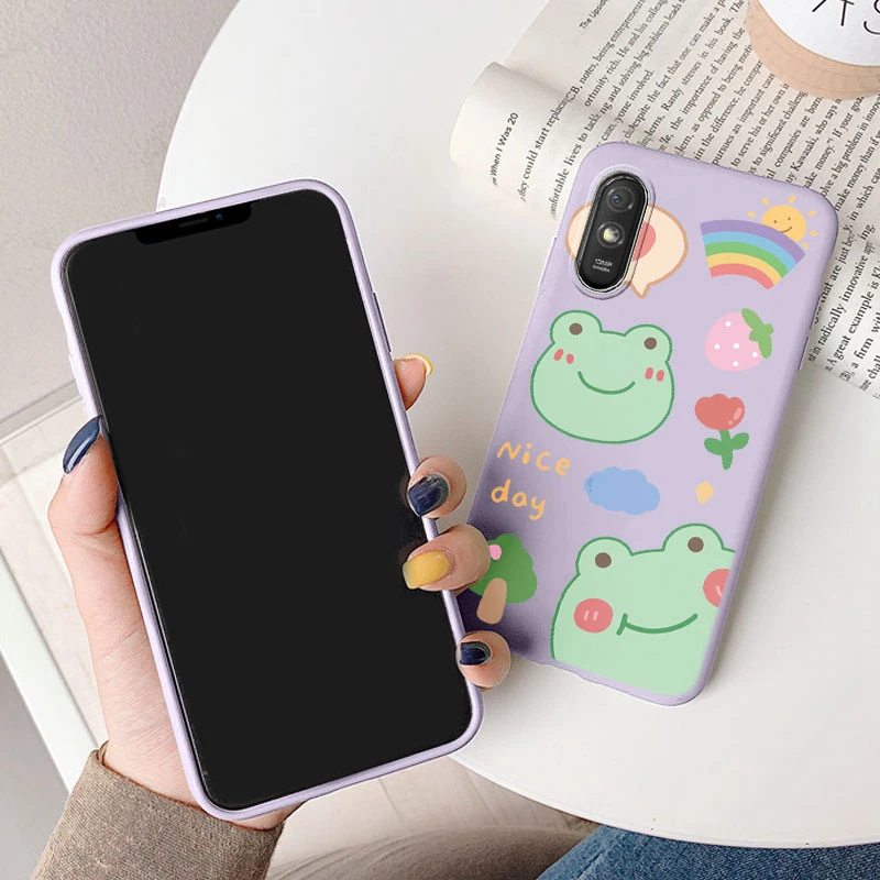 Funda protectora trasera para teléfono Xiaomi Redmi 9AT 9A 9at, carcasa de silicona suave con dibujos animados de gato y Rana - imagen 3