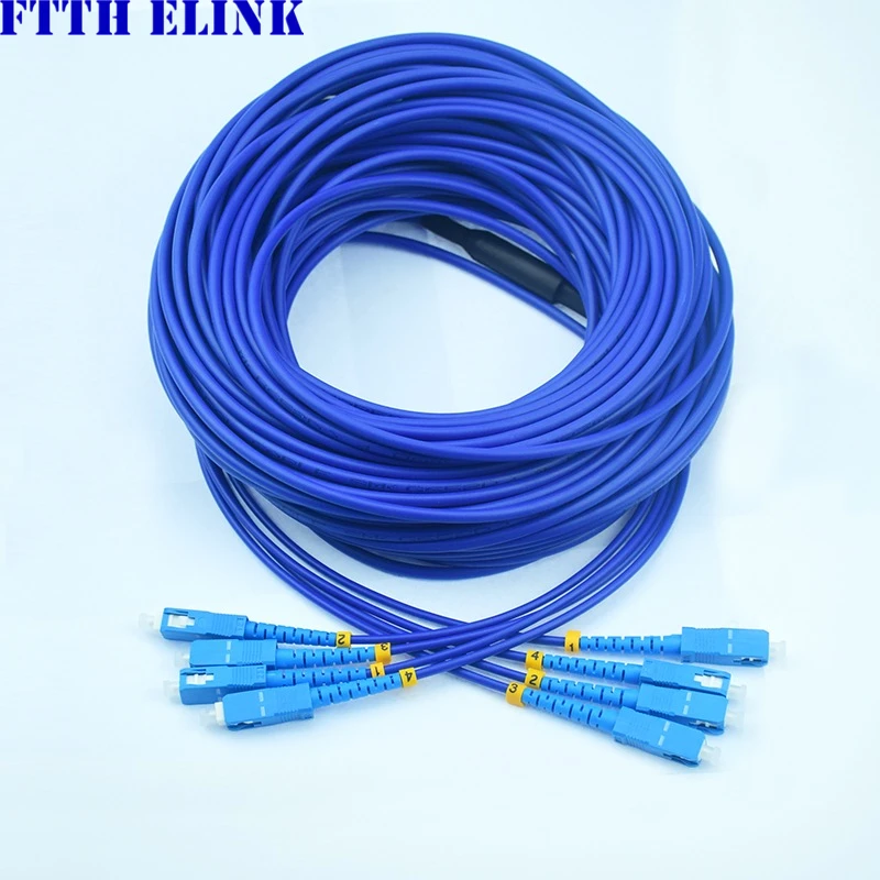 Cable de conexión de fibra blindado 4 núcleos SM 150-300m 4C SC LC FC ST UPC APC cable de puente óptico monomodo de 4 fibras FTTHELINK 200m 250Mtr - imagen 2