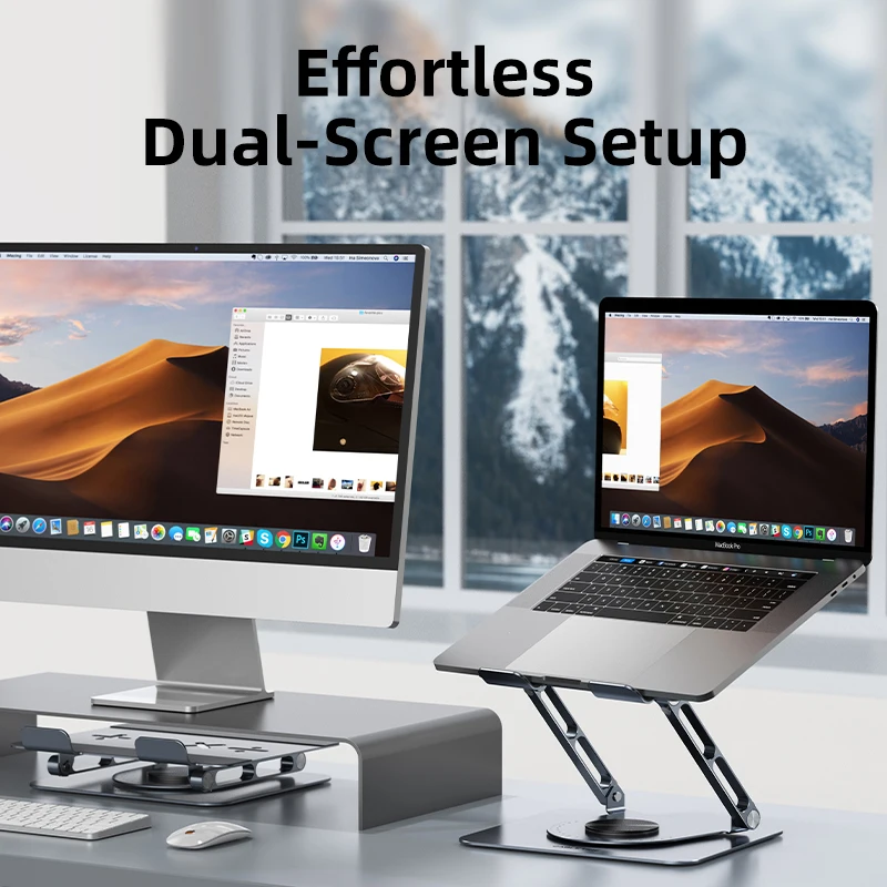 CABLETIME 360 °   Soporte de aluminio para ordenador portátil con rotación para Macbook Air Pro, soporte de escritorio Vertical plegable para tableta, ipad, Dell, Lenovo - imagen 3