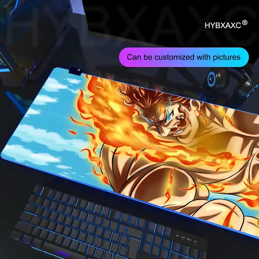 Alfombrilla de ratón RGB para juegos, alfombrilla de escritorio HD para Gamer, luz LED grande XXL Escanor Seven Deadly Sins, alfombrillas para ratón, alfombra para ordenador - imagen 5