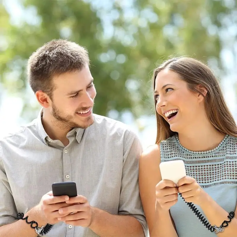 Anti -Lost Phone Lanyard Tether para mayoría los teléfonos móviles Correa elástica retráctil con parches y carabinador - imagen 3