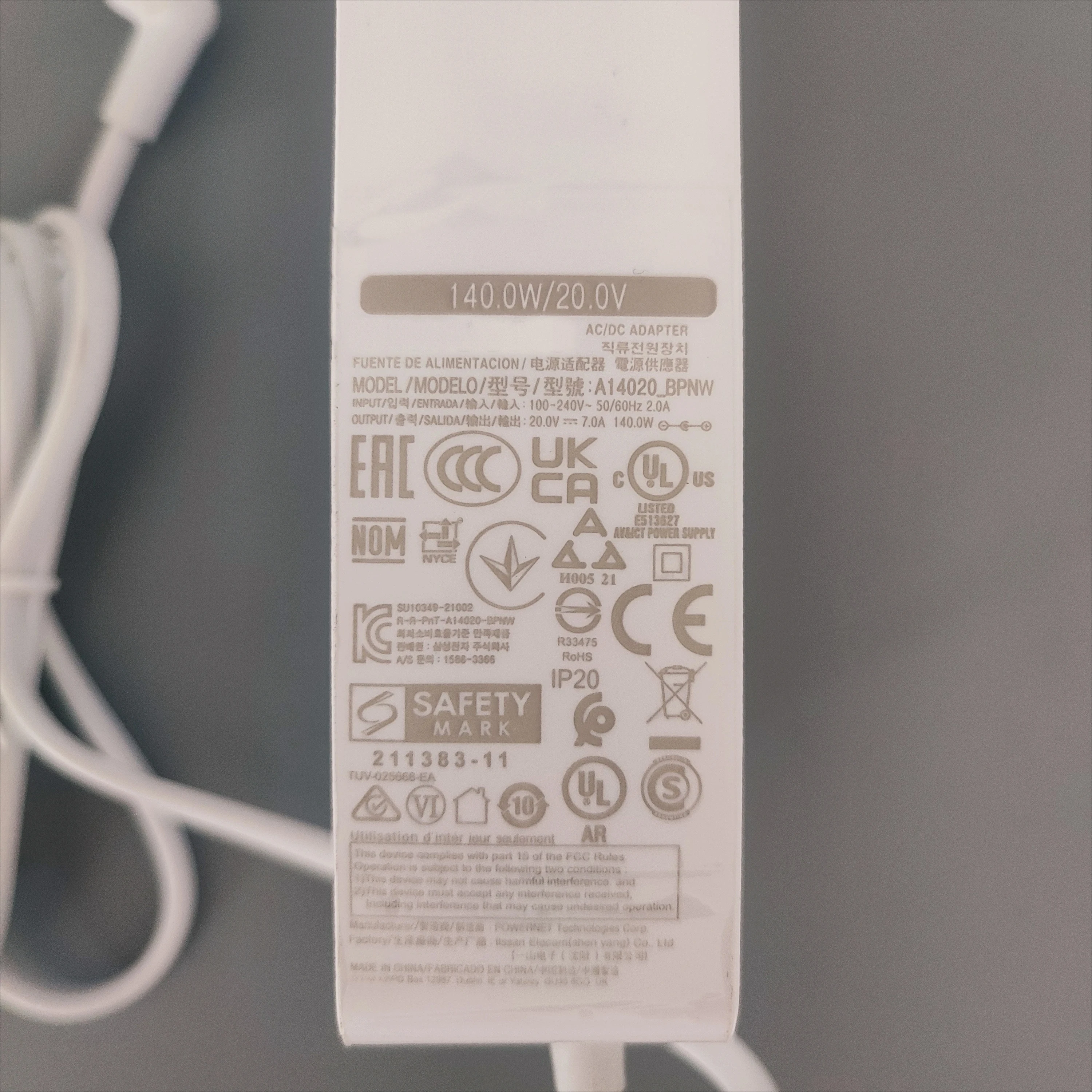 BN44-01187A A14020-BPNW para Samsung LCD TV y Monitor adaptador AC/DC 20.0V 7.0A 140.0W fuente de alimentación cargador de pantalla BN4401187A - imagen 5