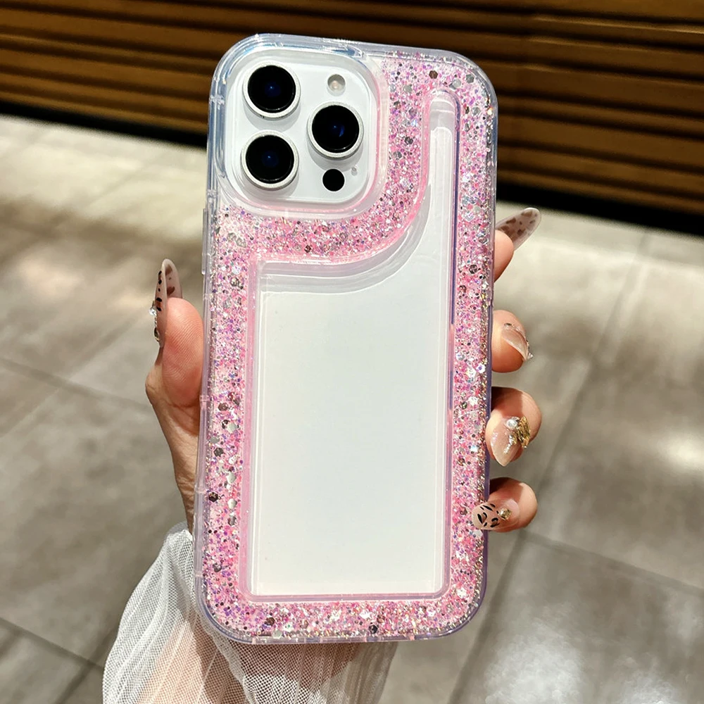 Funda de teléfono con purpurina de lentejuelas estilo INS para Xiaomi 14T Pro POCO X7 X6 X5 M6 Pro C65 C75 C71 funda de silicona suave a prueba de golpes - imagen 2