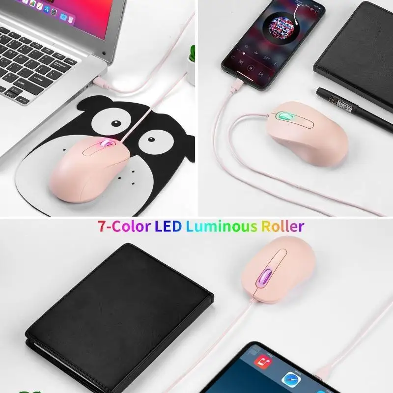 Y1UB Ratón portátil tipo C Ratones USB C 3 botones Ratón ergonómico para juegos 1000 para PC con computadora y C - imagen 3