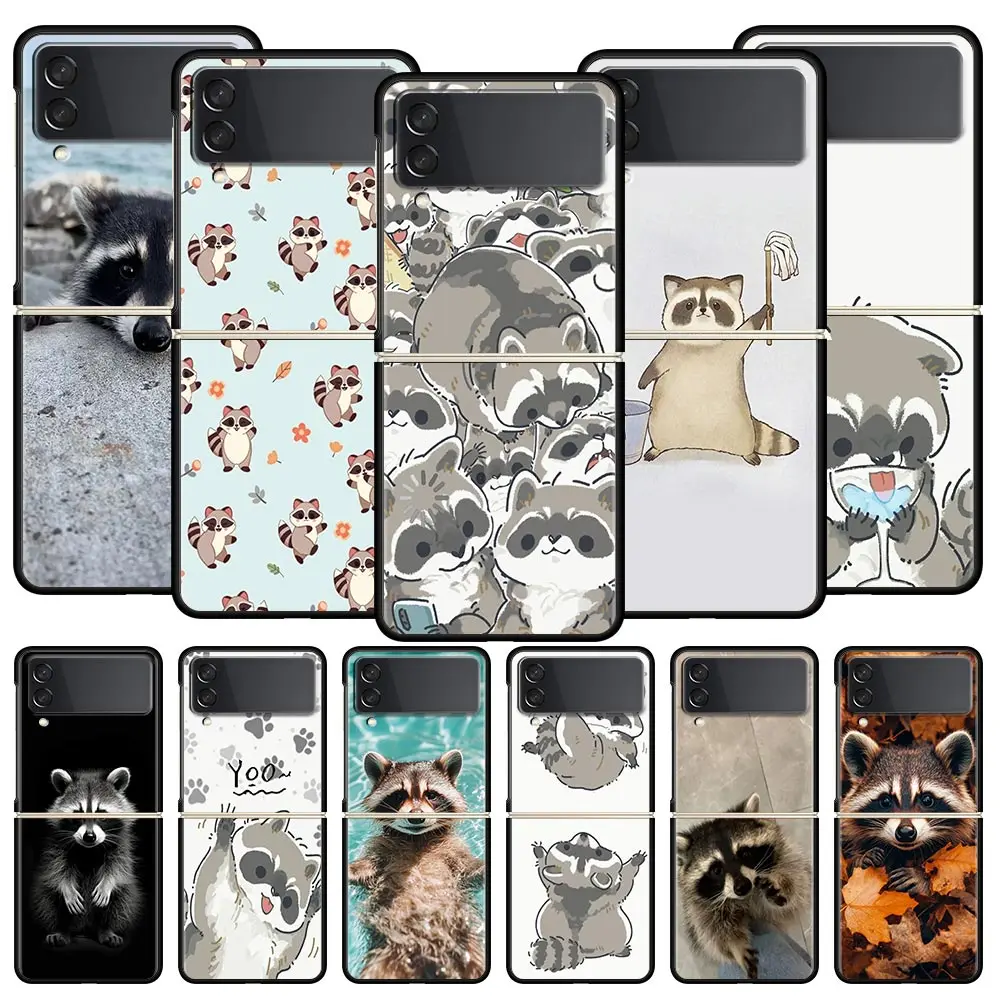 Funda de teléfono Raccoon para Samsung Galaxy Z Flip3 Flip4 Flip5, carcasa para Z Flip 3 4 5 6 7, funda trasera plegable dura