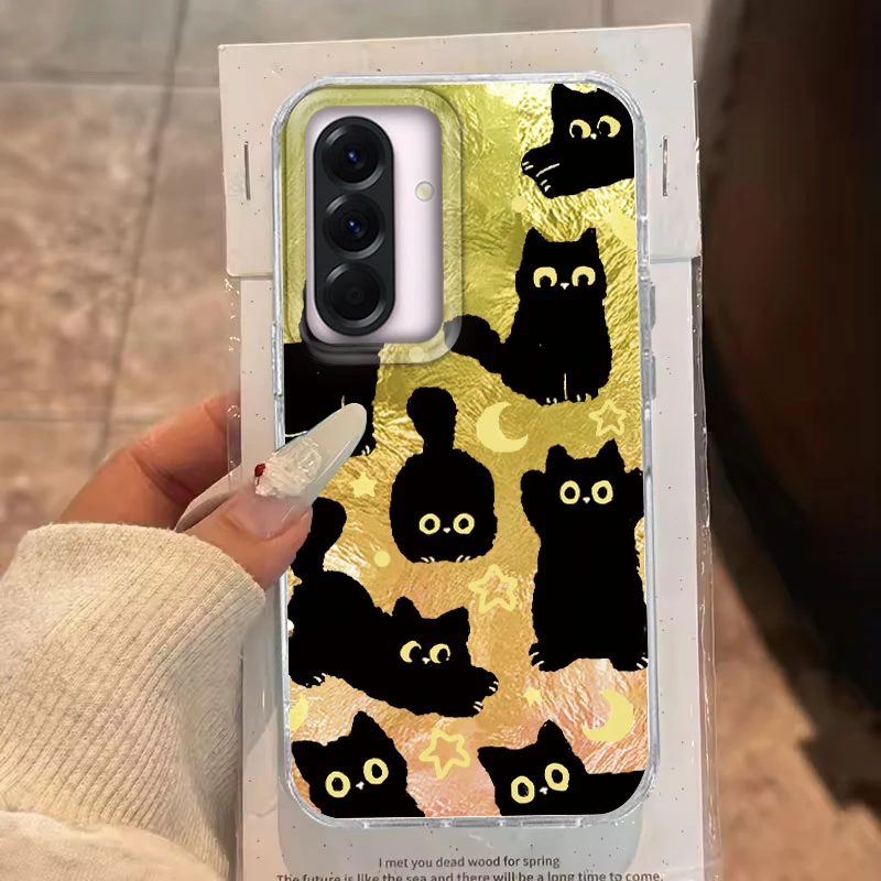 Para Samsung Galaxy A56 A55 A36 A16 A25 A35 A26 S25 S24 Plus Ultra FE 5G funda de teléfono gato dibujos animados gradiente patrón de vórtice TPU cubierta - imagen 5