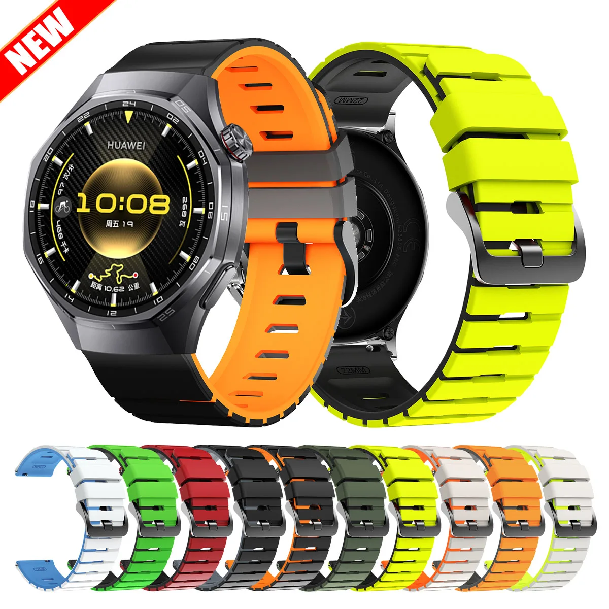 Correa de silicona de 22mm para HUAWEI WATCH GT 6 5 4/GT 6 5 pro Band para HUAWEI WATCH GT3 SE GT2 46mm/pulsera deportiva definitiva