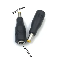 Adaptador de corriente AC DC, Conector de enchufe dc, Punta jack DC, 5,5x2,5 macho a 6,3x3,0 hembra, ampliamente para ordenador portátil, 1 piezas