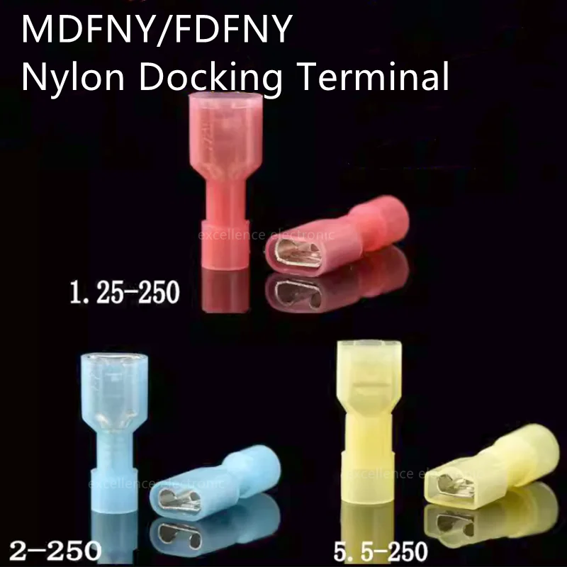 10/20/50sets 6.3mm Nylon Crimp Terminal MDFN/FDFN Fully Insulated Female + Male Spade Electrical Wire Connectors Wiring Plug Set - imagen 2