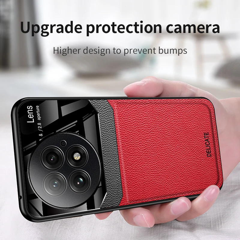 Para OnePlus 13 funda de cuero PU de lujo + funda protectora trasera de lente de PC dura para OnePlus 13 12 11 12R 11R 10T 1 + 13 carcasa de teléfono - imagen 5