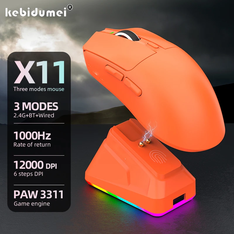 Ratón inalámbrico Bluetooth de tres modos, 1000Hz, 12000KPI, juego e-sports, PAW311, carga magnética ligera para PC, portátil, escritorio