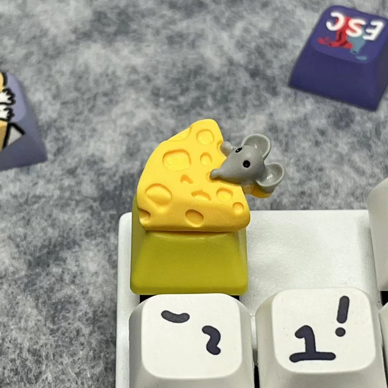 Botón de teclado mecánico de ratón personalizado hecho a mano con tapa de queso, tecla de eje transversal ESC amarillo - imagen 3