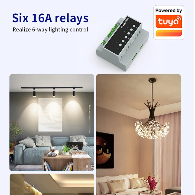 Módulo de interruptor de relé Tuya Smart Zigbe WIFI 6 CH 16A módulo de relé de Control de aparato de Control remoto de energía de 6 vías 110V-240V - imagen 4