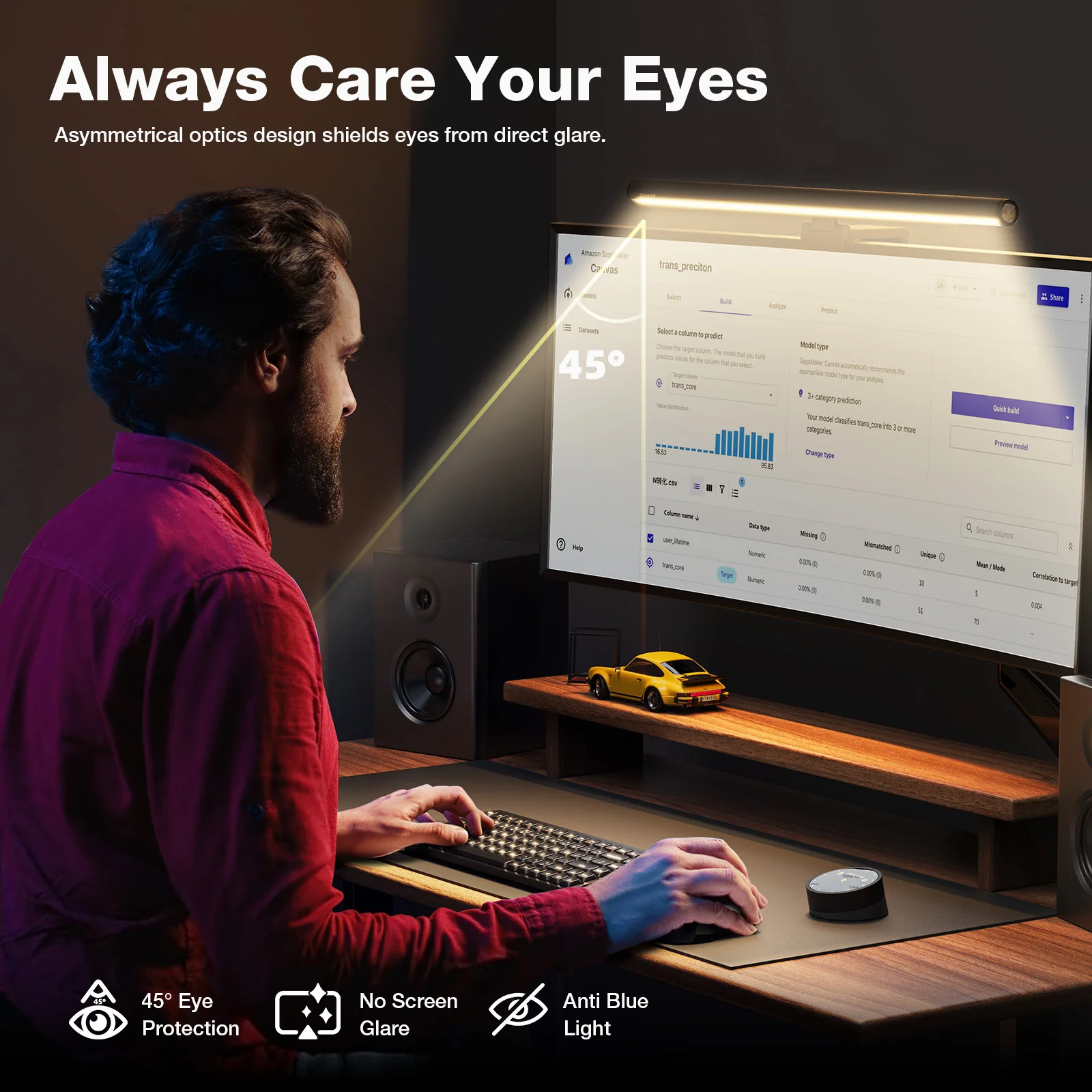 Barra de luz para Monitor de DL-RS1 PLUS, luz para ordenador con Interruptor táctil, Control remoto Dual y lámpara de escritorio de temperatura de Color para el hogar - imagen 5