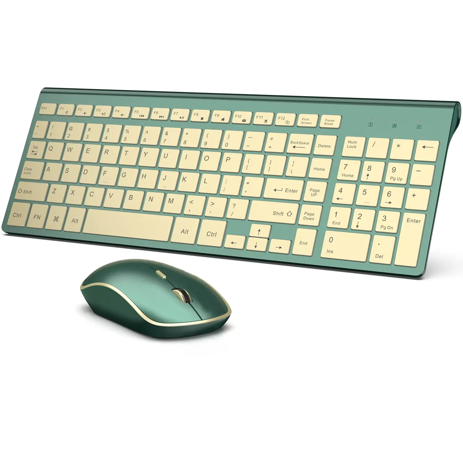 Juego de teclado y ratón inalámbricos para ordenador portátil, diseño compacto y portátil de 2,4G para oficina, color dorado, gris, rosa, rojo vino, plateado y verde - imagen 2