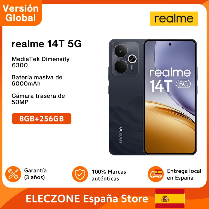 Versión global realme 14T Smartphone 5G MediaTek Dimensity 6300 Pantalla OLED de 6,67» Batería de 6000mAh Next AI Resistencia al agua IP69 - imagen 2