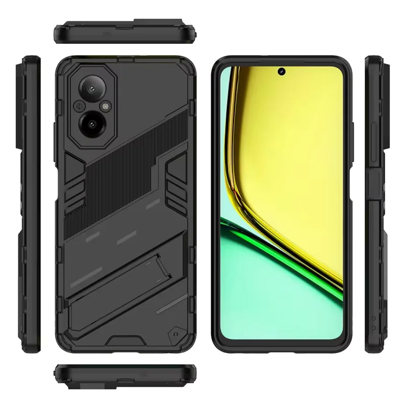 Para OPPO Realme C67 4g Funda trasera para teléfono armadura a prueba de golpes refuerzo de esquina anticaída protección Kickstand Coque Fundas - imagen 2