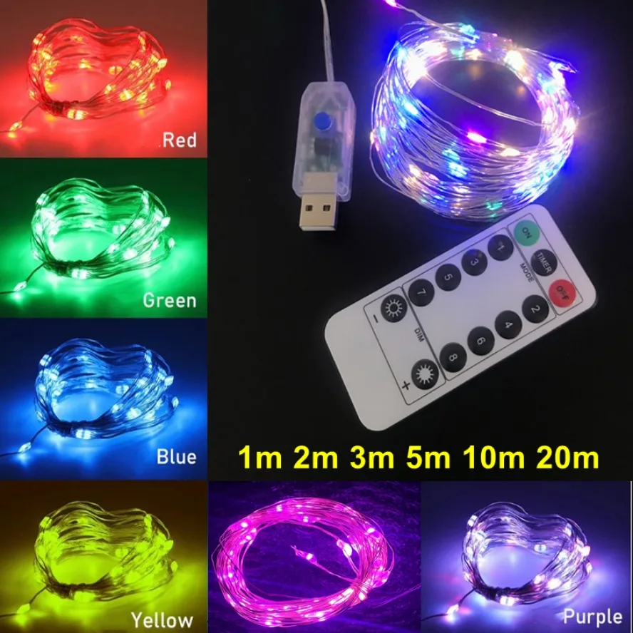 Guirnaldas de luces LED con Control remoto de 8 funciones, guirnalda de luces USB, guirnalda de Navidad para Año Nuevo, boda, fiesta, árbol, decoración de jardín - imagen 4