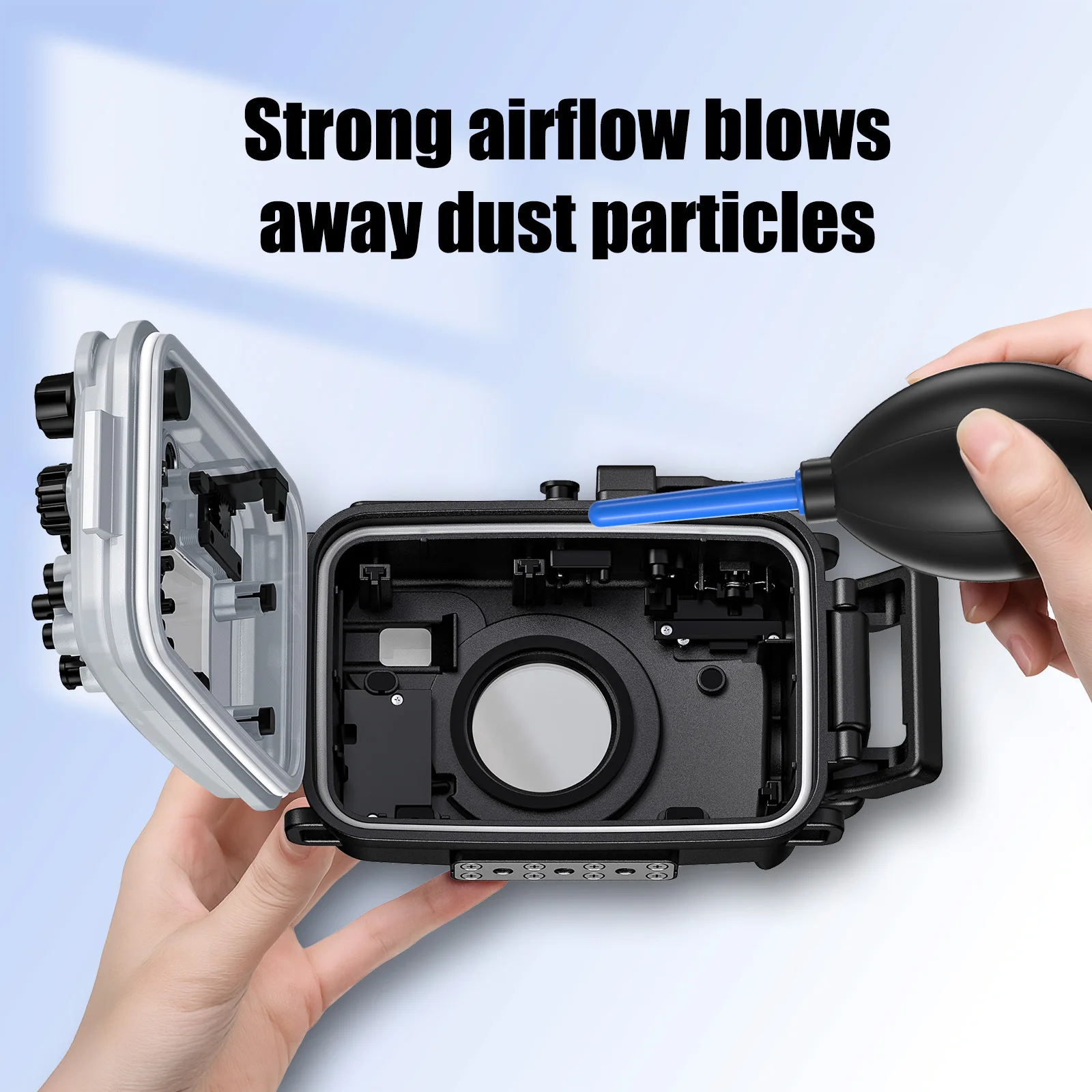 Kit de limpieza de lentes de cámara con soplador de aire, cepillo, paño de microfibra y bolígrafo para lentes, juego de herramientas de eliminación de polvo DSLR de 3 piezas - imagen 3