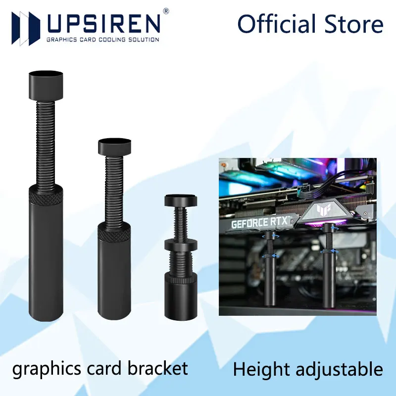 Soporte para tarjeta gráfica de chasis telescópico totalmente de aluminio UPSIREN, soporte antiflexión/antipeso (succión magnética inferior)