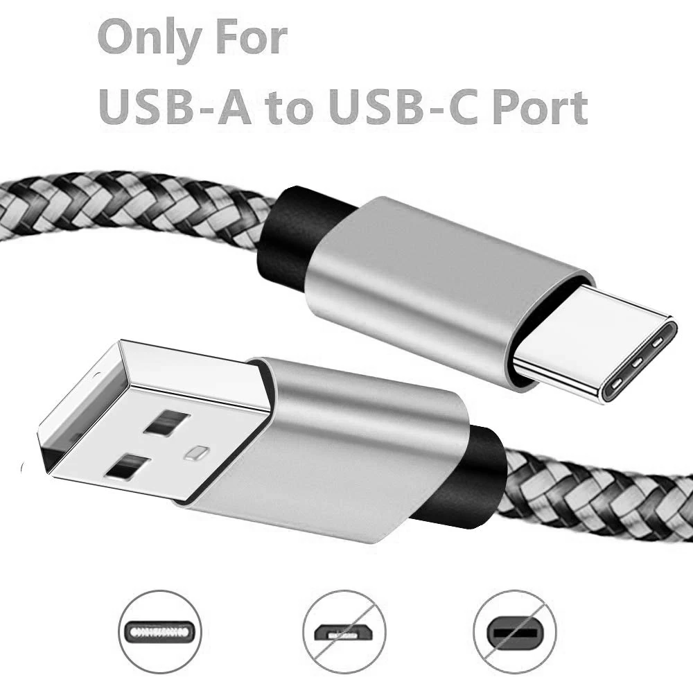 Cable de sincronización de datos USB tipo C, cargador de nailon trenzado para teléfono móvil Samsung, Huawei y Android, 2.4A, 1M, 2M, 3M - imagen 3